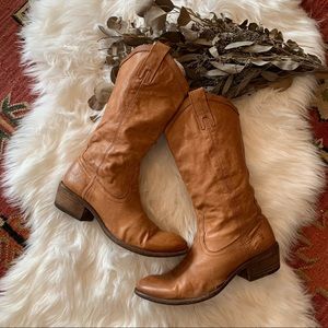 Frye mid calf leather boots